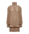 Mm6 Maison Margiela Pleated High-neck Dress In Brown