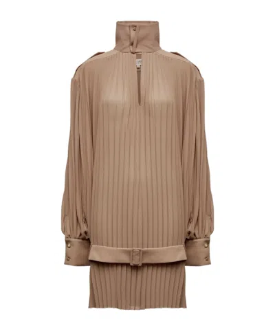MM6 MAISON MARGIELA MM6 MAISON MARGIELA HIGH-NECK PLEATED MINI DRESS