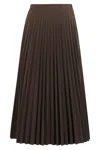 Mm6 Maison Margiela Pleated Longuette Skirt With Side Zipper Closure In Burgundy