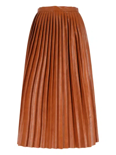 MM6 MAISON MARGIELA PLEATED MIDI SKIRT - BROWN