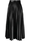 Mm6 Maison Margiela Pleated Faux Leather Midi Skirt In 900 Nero