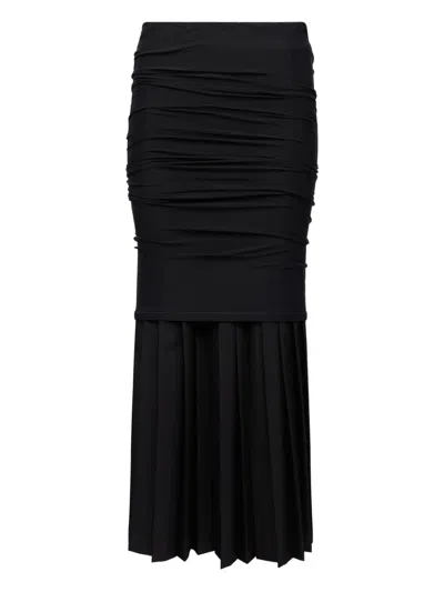 Mm6 Maison Margiela Pleated Midi Skirt In Black