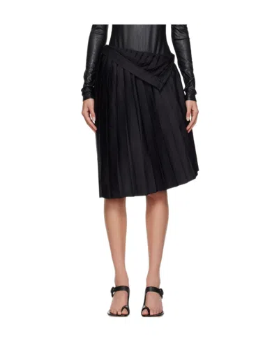 Mm6 Maison Margiela Pleated Midi Skirt In Black