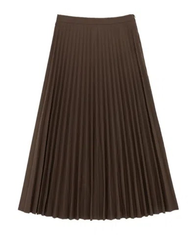 Mm6 Maison Margiela A-line Midi Pleated Skirt In Brown