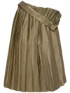 Mm6 Maison Margiela Khaki Pleated Midi Skirt In Green