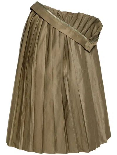 Mm6 Maison Margiela Pleated Midi Skirt In Green