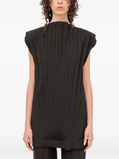 Mm6 Maison Margiela Pleated Mini Dress In Black