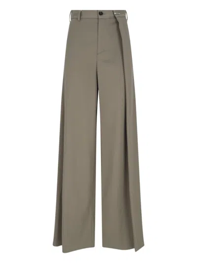 Mm6 Maison Margiela Pleated Palazzo Pants - Green