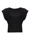 Mm6 Maison Margiela Pleated Short-sleeved Top In Black