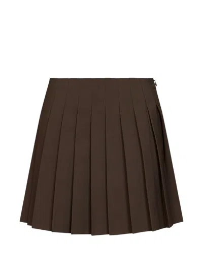 Mm6 Maison Margiela Brown Wool Blend Pleated Mini Skirt In Animal Print