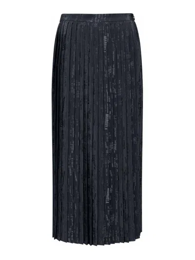 Mm6 Maison Margiela Pleated Skirt With Print In Black