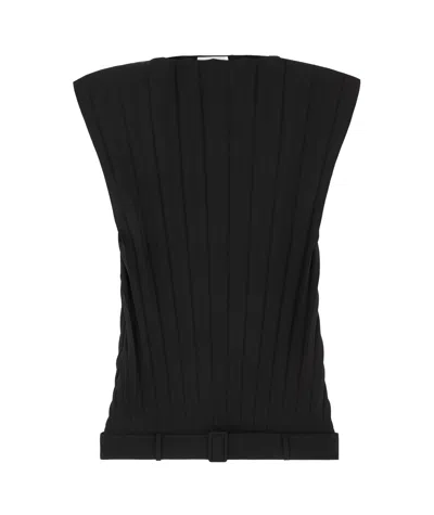 Mm6 Maison Margiela Pleated Sleeveless Mini Dress In Black