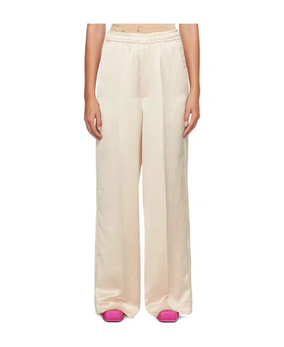Mm6 Maison Margiela Pleated Straight Casual Pants In Nude