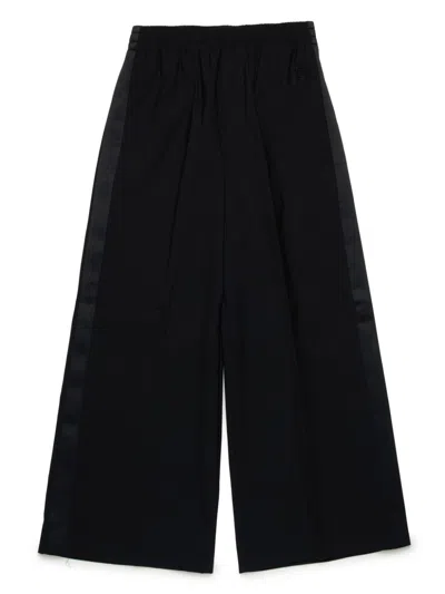 Mm6 Maison Margiela Kids' Side-stripe Wide-leg Trousers In Black