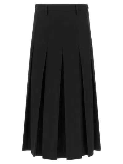 Mm6 Maison Margiela Pleated Wool-blend Skirt In Black