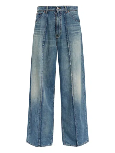 Mm6 Maison Margiela Wide Leg Jeans Five Pocket Trousers In Blue