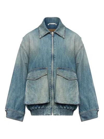 Mm6 Maison Margiela Blue Denim Jacket With Flap Pockets