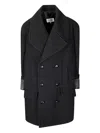 Mm6 Maison Margiela Pocketed Double-breasted Coat In Black