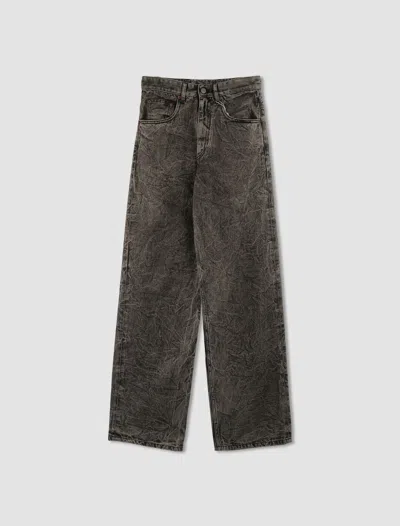 Mm6 Maison Margiela Logo Patch Wide Leg Jeans In Grey