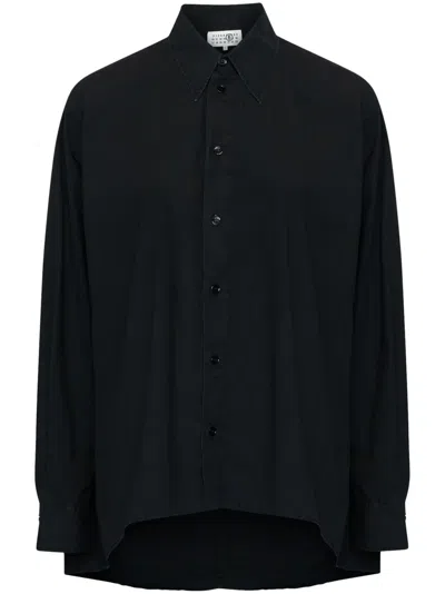Mm6 Maison Margiela Point-collar Cotton Shirt In Black