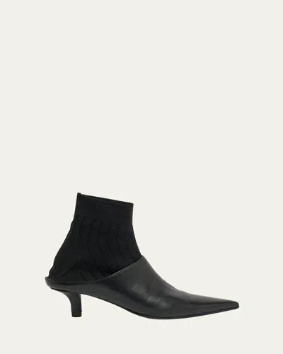 Mm6 Maison Margiela Point-toe Ankle Bootie In Black