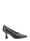 Mm6 Maison Margiela Pointed Toe Leather Pumps With Flared Heel In Gray