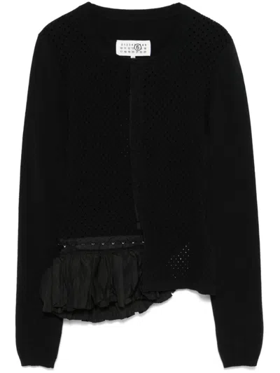 Mm6 Maison Margiela Pointelle-knit Cardigan In Black