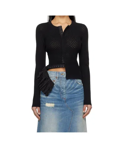 Mm6 Maison Margiela Pointelle-knit Cardigan In Black