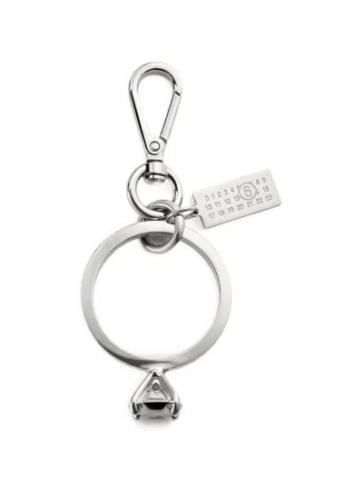 Mm6 Maison Margiela Polished Palladium Clip Keyring In Metallic