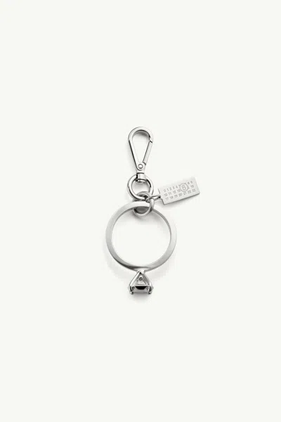 Mm6 Maison Margiela Polished Palladium Clip Keyring In Palladio