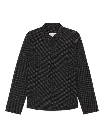 Mm6 Maison Margiela Polka-dot Long-sleeved Shirt In Black