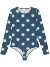 Mm6 Maison Margiela Polka Dot-print Long-sleeve Body In Blue