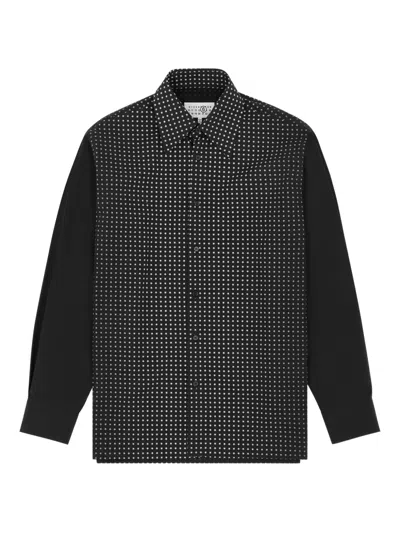 Mm6 Maison Margiela Polka Dot-print Long-sleeved Shirt In Black
