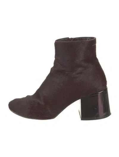 Pre-owned Mm6 Maison Margiela Ponyhair Boots In Burgundy