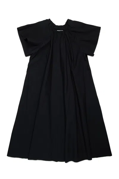 Mm6 Maison Margiela Poplin Dress With Ruffles In Black