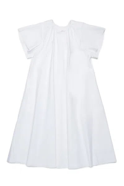 Mm6 Maison Margiela Poplin Dress With Ruffles In White