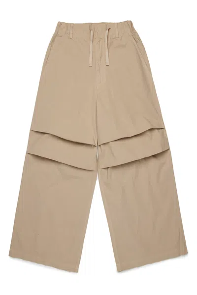 Mm6 Maison Margiela Poplin Pants With Numeric Logo In Beige