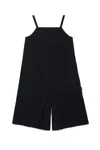 Mm6 Maison Margiela Poplin Short Jumpsuit With Shoulder Straps In Black