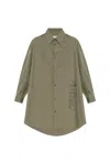 Mm6 Maison Margiela Poplin Texture Shirt Dress In Verde Militare