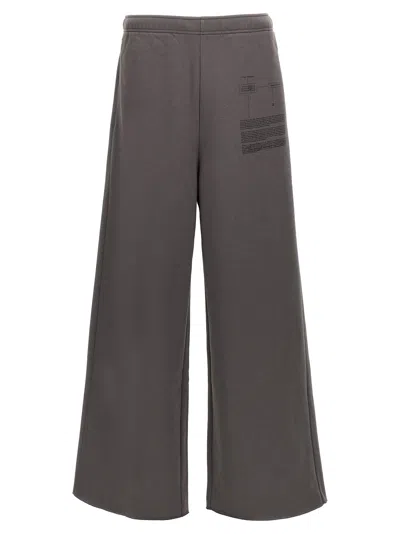 Mm6 Maison Margiela Elastic Waistband Wide Leg Trousers With Printed Detail In 860 Grey