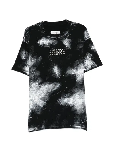 Mm6 Maison Margiela Printed Cotton T-shirt In Black