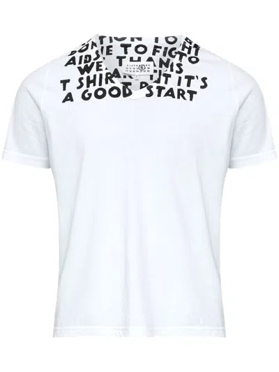Mm6 Maison Margiela Printed Cotton T-shirt In White