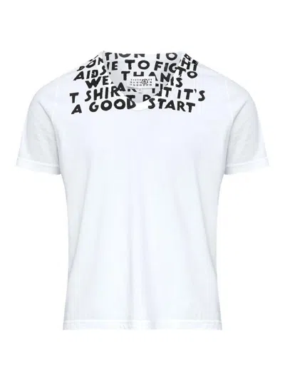 Mm6 Maison Margiela Printed Cotton T-shirt In White