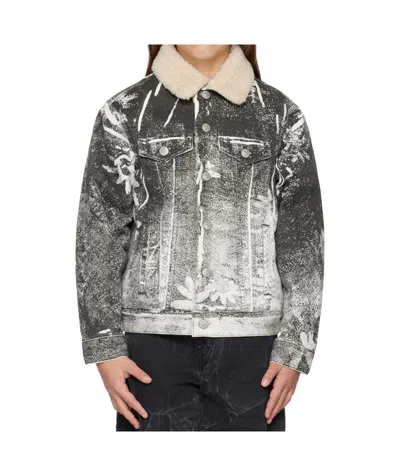 Mm6 Maison Margiela Printed Denim Jacket In Black