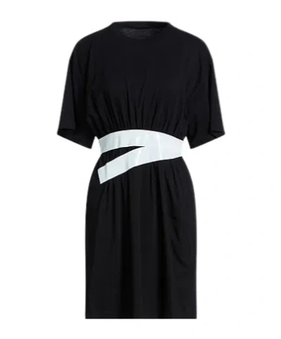 Mm6 Maison Margiela Belted Cotton T-shirt Dress In Black