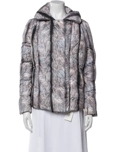 Pre-owned Mm6 Maison Margiela Printed Faux Fur Jacket In Gray
