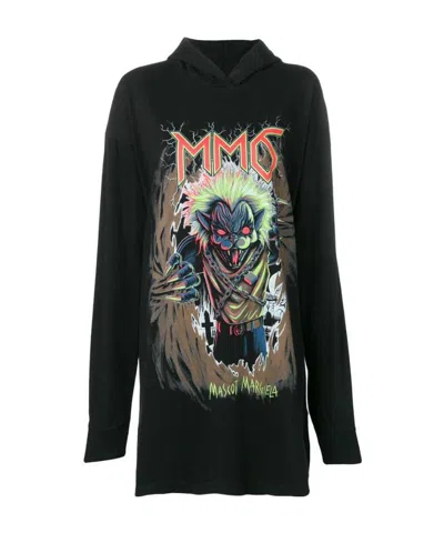 Mm6 Maison Margiela Printed Hooded Sweater In Black
