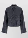 Mm6 Maison Margiela Printed Long Sleeve Shirt Button Cuffs Collar In Blue
