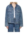 Mm6 Maison Margiela Printed Long-sleeved Denim Coat In Blue