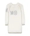 Mm6 Maison Margiela Logo-print Long-sleeve Kntited Dress In White